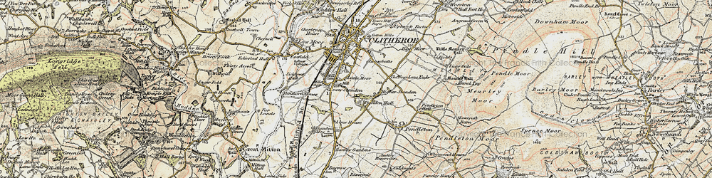 Old map of Standen Hall in 1903-1904