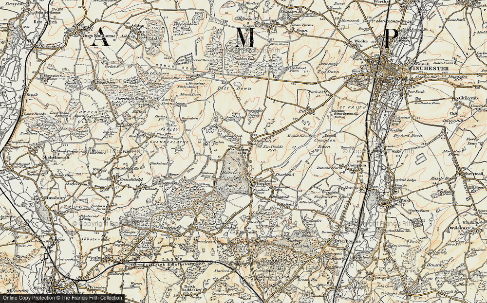 Old Map of Historic Map covering Merdon Castle in 1897-1900