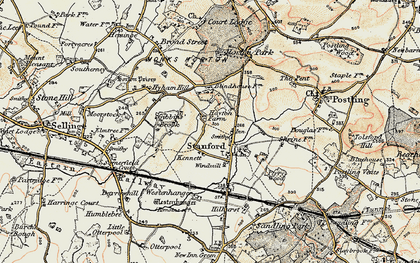 Old map of Monks Horton Manor in 1898-1899