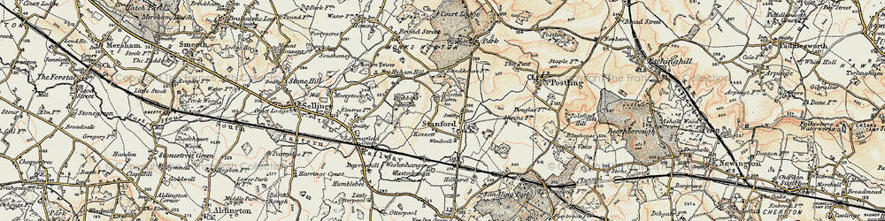 Old map of Monks Horton Manor in 1898-1899