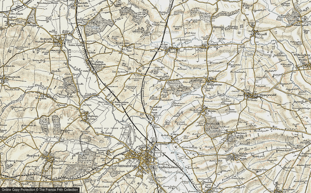 Old Map of Historic Map covering Stanford Hall in 1902-1903