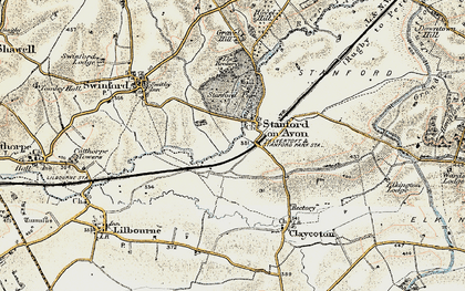 Old map of Stanford on Avon in 1901-1902