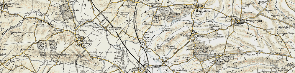 Old map of Stanford on Soar in 1902-1903