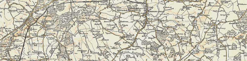 Old map of Stanford Rivers in 1898