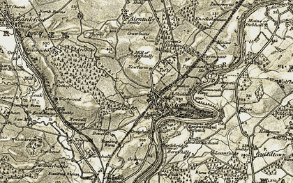 Old map of Benchil Burn in 1907-1908