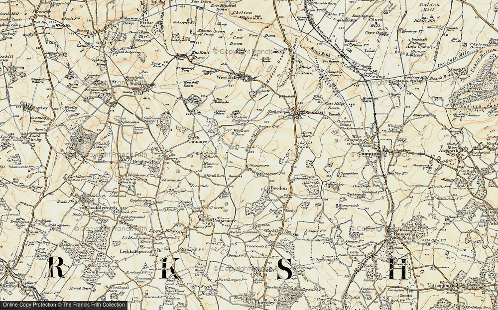 Old Map of Historic Map covering Berkshire Downs in 1897-1900