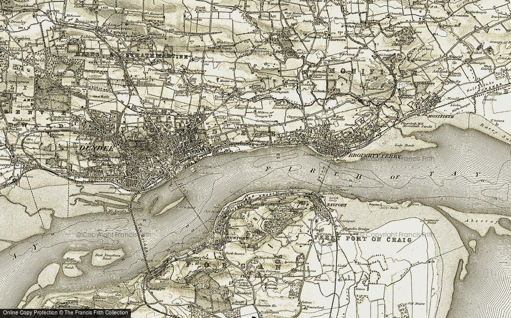 Old Map of Historic Map covering Fife Coastal Path in 1907-1908