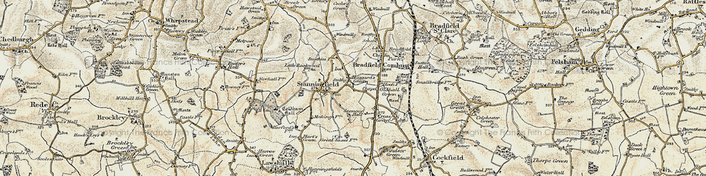 Old map of Stanningfield in 1899-1901