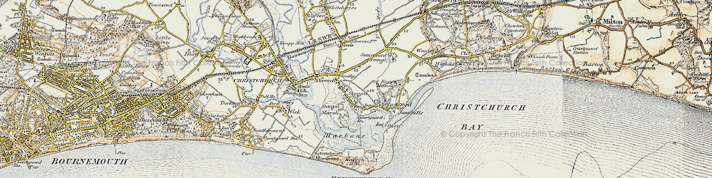 Old map of Hengistbury Head in 1899-1909