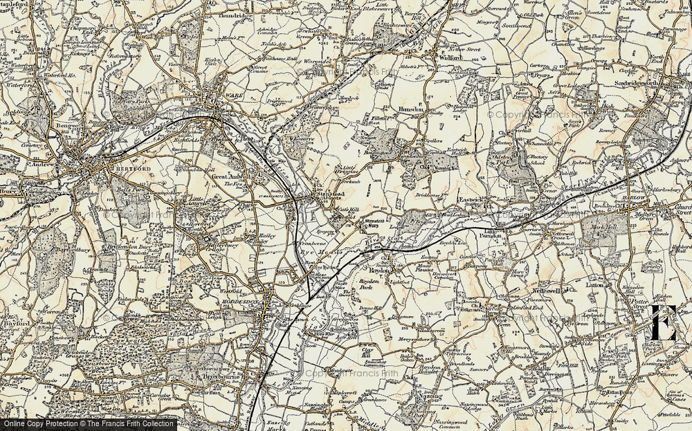 Old Map of Stanstead Abbotts, 1898 in 1898