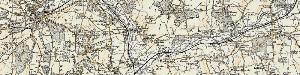 Old map of Stanstead Abbotts in 1898