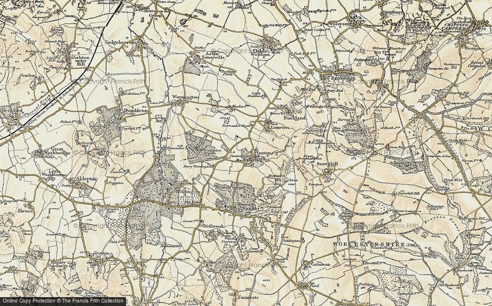 Old Map of Historic Map covering Berry Wormington in 1899-1901
