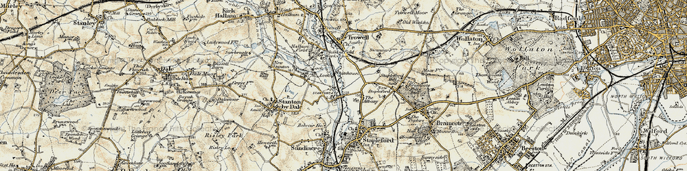Old map of Stanton Gate in 1902-1903