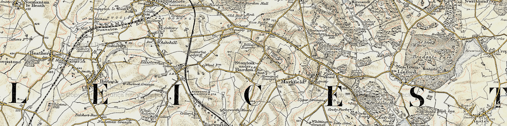 Old map of Stanton under Bardon in 1902-1903