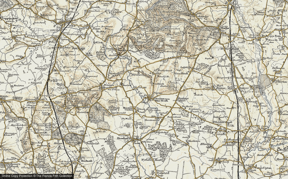 Old Map of Stanton upon Hine Heath, 1902 in 1902
