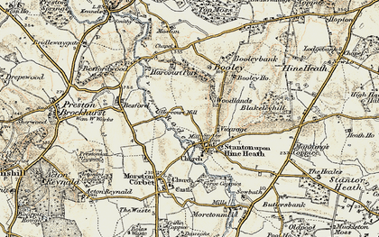 Old map of Stanton upon Hine Heath in 1902