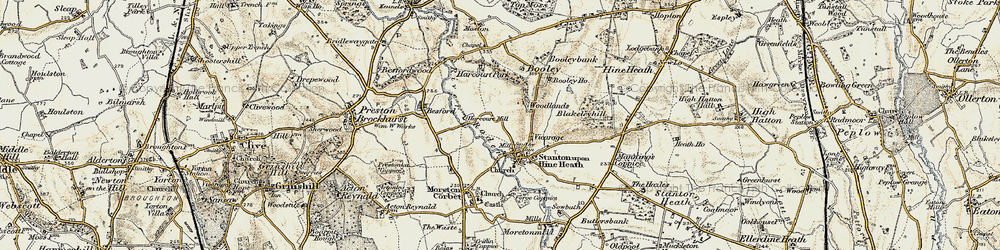 Old map of Stanton upon Hine Heath in 1902