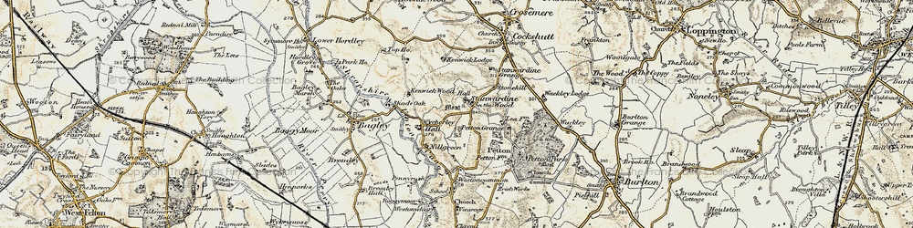 Old map of Stanwardine in the Wood in 1902
