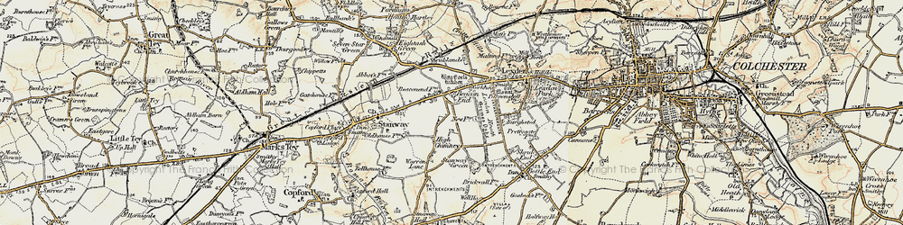 Old map of Stanway in 1898-1899