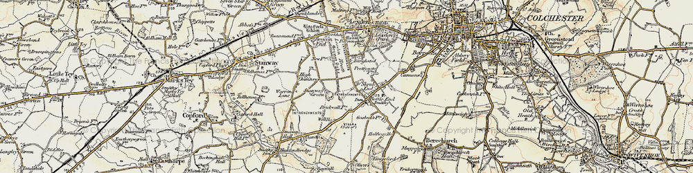 Old map of Stanway Green in 1898-1899