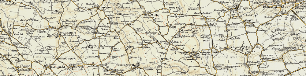 Old map of Stanway Green in 1901
