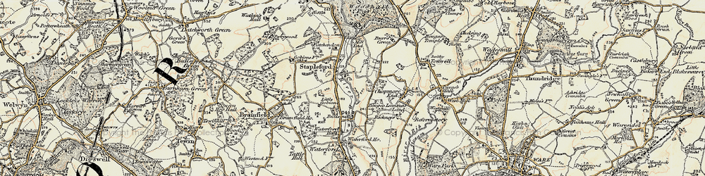 Old map of Woodhall Park in 1898-1899