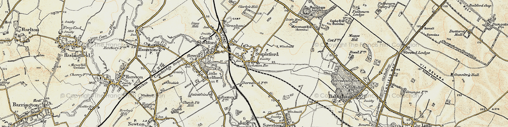 Old map of River Granta in 1899-1901