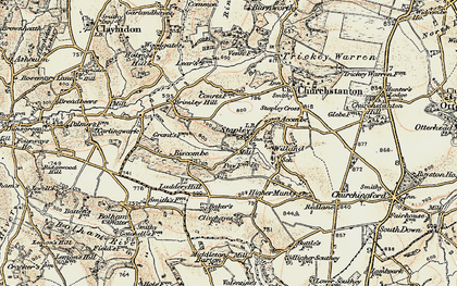 Old map of Stapley in 1898-1900
