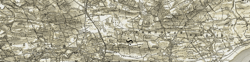 Old map of Brunton Barns in 1903-1908