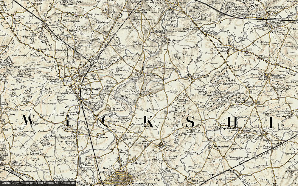 Old Map of Historic Map covering Stoneleigh Park in 1901-1902