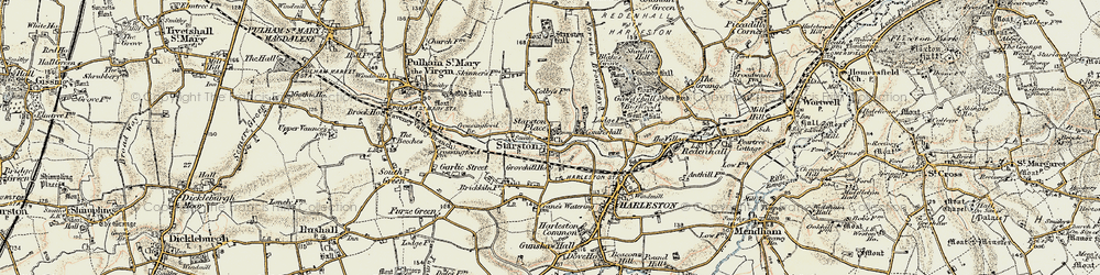 Old map of Starston in 1901-1902