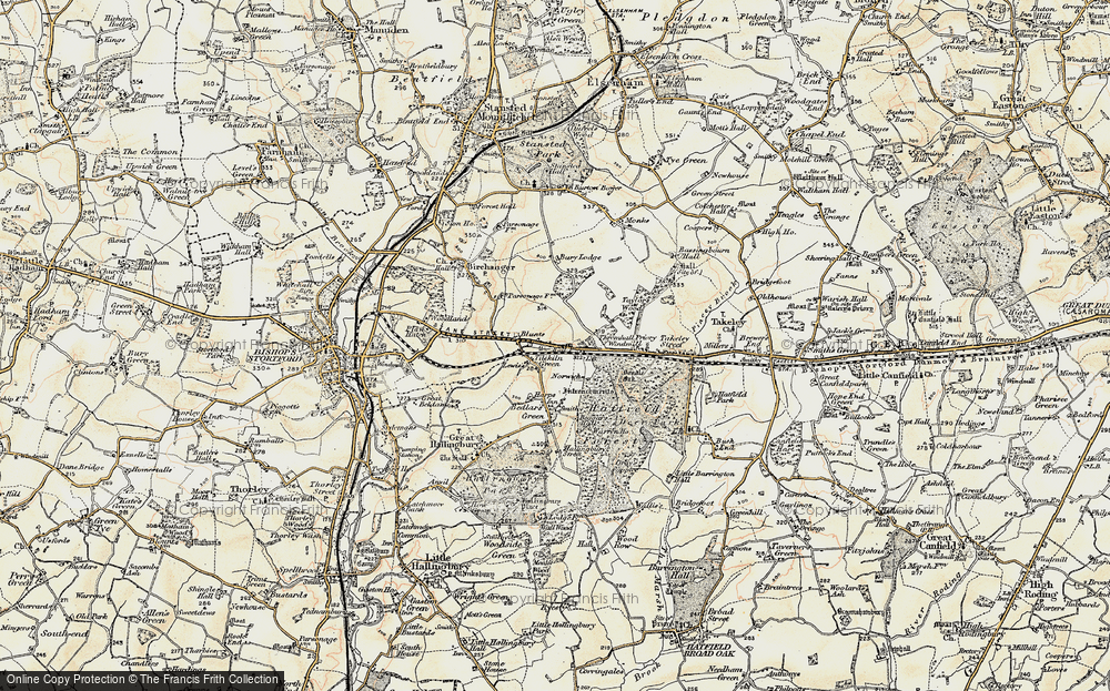 Old Map of Historic Map covering Birchanger Green Services in 1898-1899
