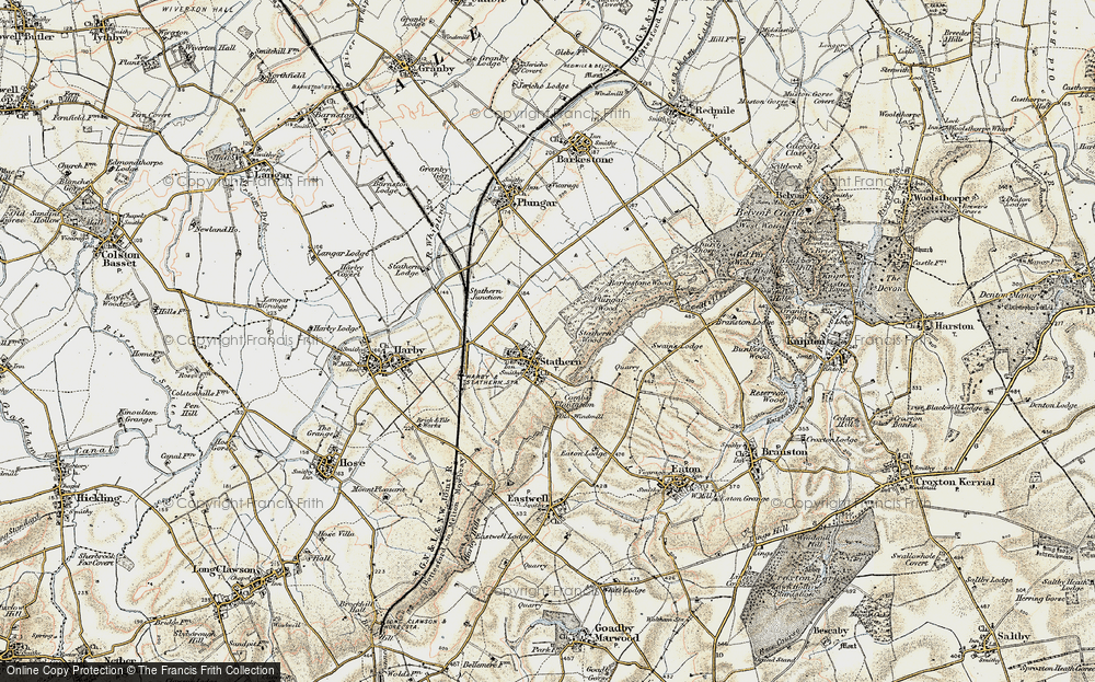 Old Map of Historic Map covering Barkestone Wood in 1902-1903