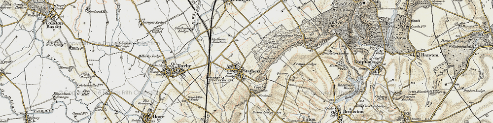 Old map of Stathern in 1902-1903