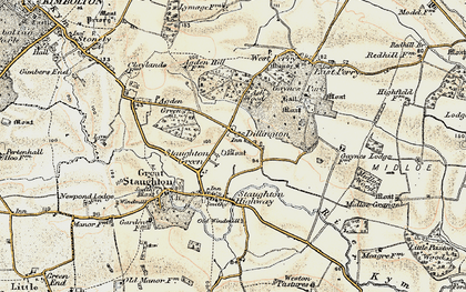 Old map of Staughton Green in 1898-1901