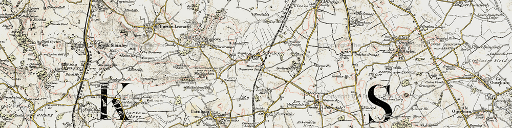 Old map of Staveley in 1903-1904