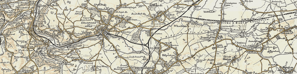 Old map of Staverton in 1898-1899