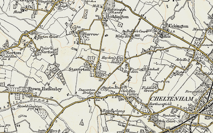 Old map of Staverton in 1898-1900