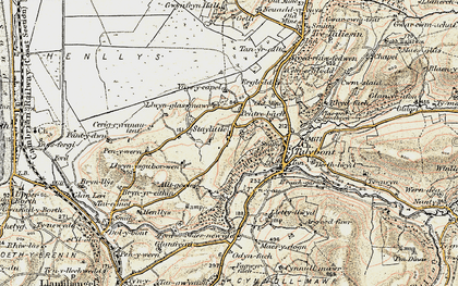 Old map of Borth to Devil's Bridge to Pontrhydfendigaid Trail in 1902-1903