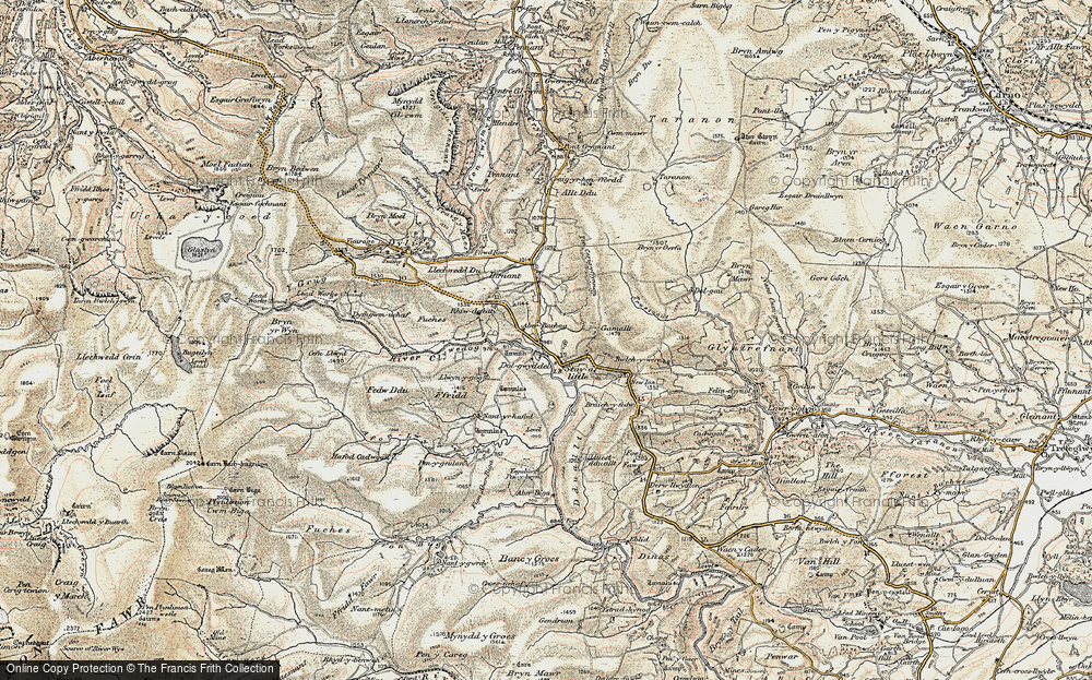 Old Map of Historic Map covering Bryn yr Oerfa in 1902-1903