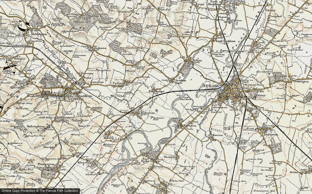 Old Map of Historic Map covering Staythorpe Power Station in 1902-1903