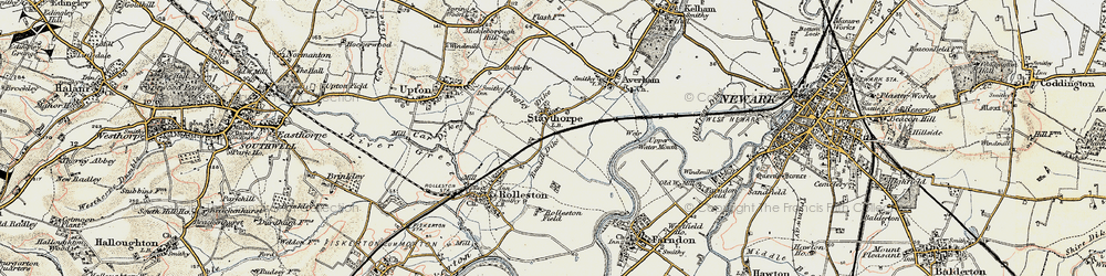 Old map of Staythorpe in 1902-1903