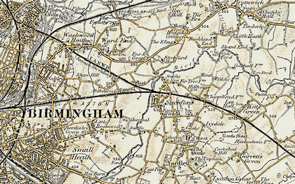 Old map of Stechford in 1901-1902