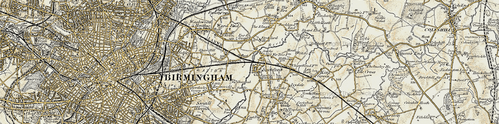 Old map of Stechford in 1901-1902