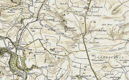 Old map of Broomhope Burn in 1901-1903