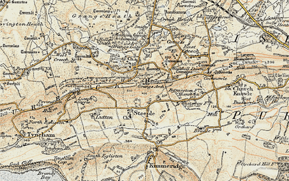 Old map of Purbeck Hills in 1899-1909