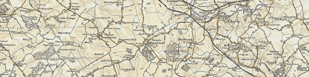 Old map of Steeple Bumpstead in 1898-1901