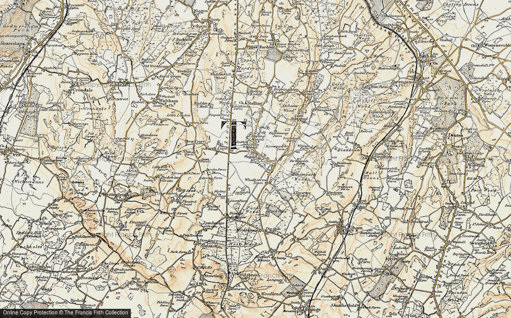Old Map of Stelling Minnis, 1898-1899 in 1898-1899