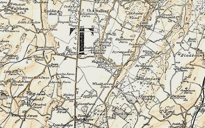 Old map of Stelling Minnis in 1898-1899