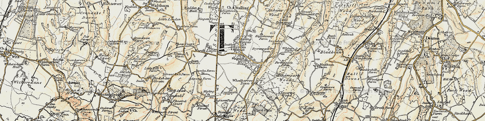 Old map of Stelling Minnis in 1898-1899